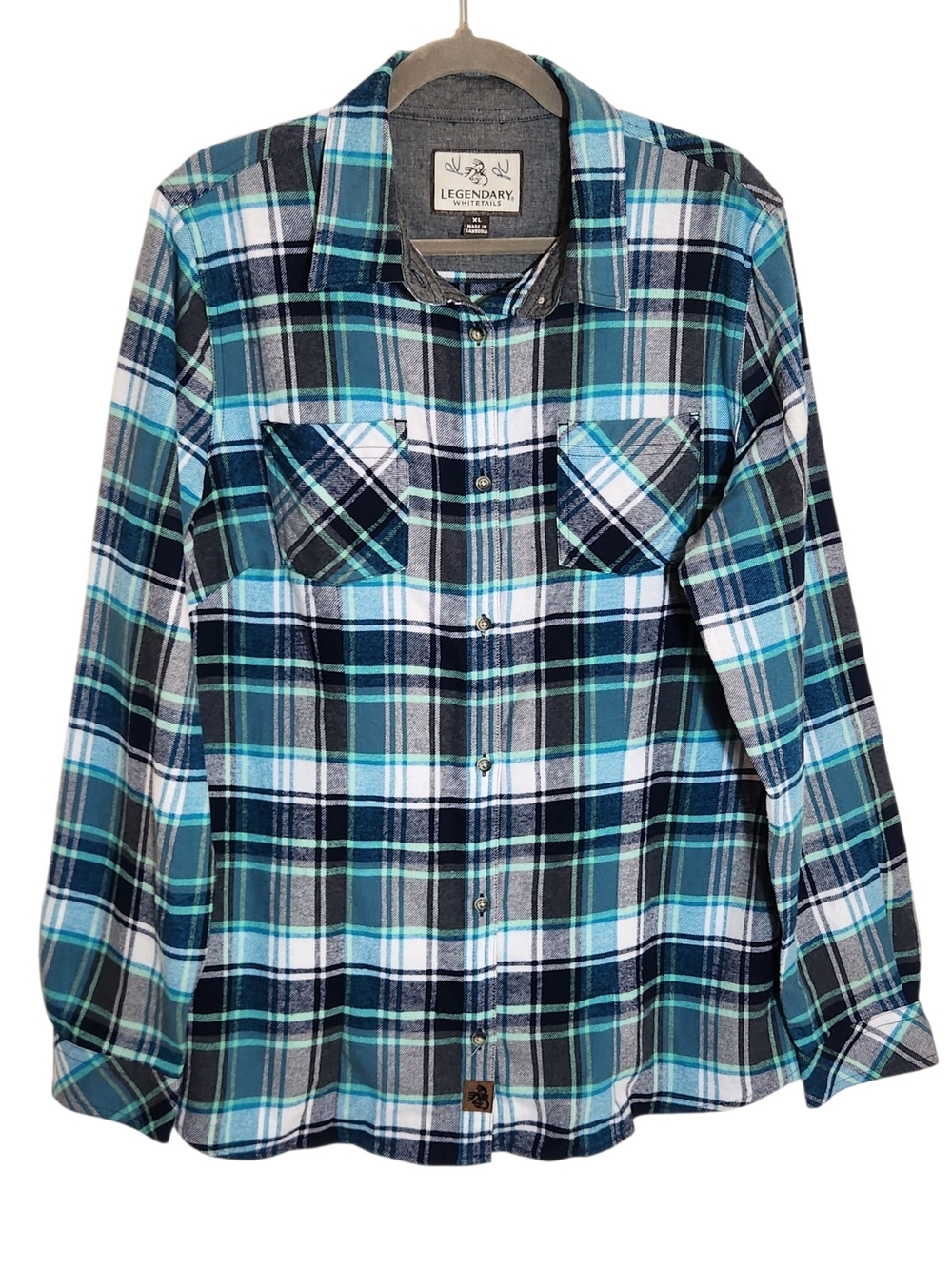Legendary Whitetails Blue Plaid Flannel Shirt Size XL